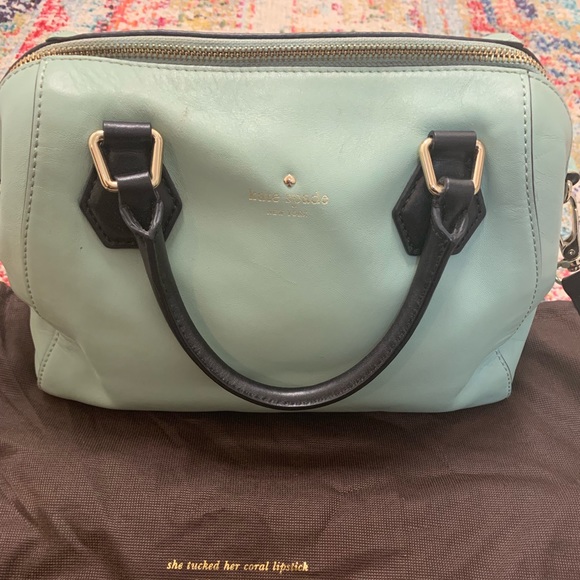 Kate Spade Mint Green & Black Bucket Bag w/ Strap - Picture 1 of 4